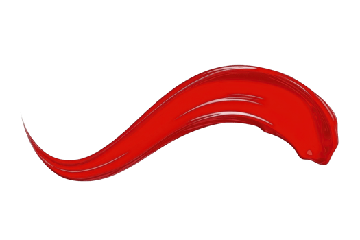 A vibrant red paint stroke with smooth, flowing curve, resembling brushstroke on canvas. glossy texture and dynamic shape evoke creativity and artistic expression png
