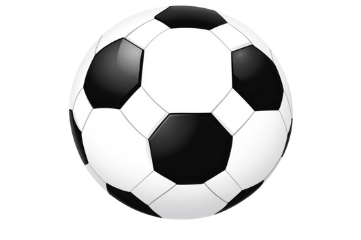 A classic black and white soccer ball with pentagonal and hexagonal patterns, isolated on transparency background, symbolizing sports and recreation png