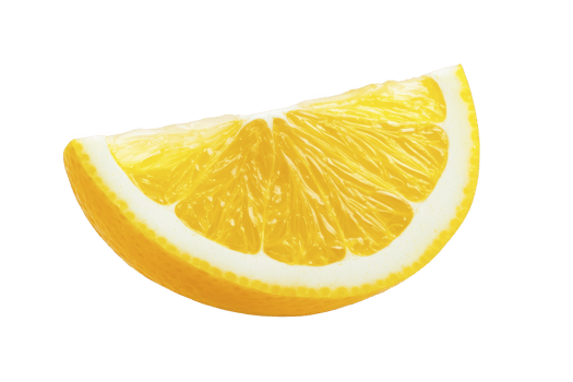 A vibrant slice of juicy lemon with glossy texture, showcasing its bright yellow color and detailed pulp. fresh citrus fruit is isolated on transparency background png