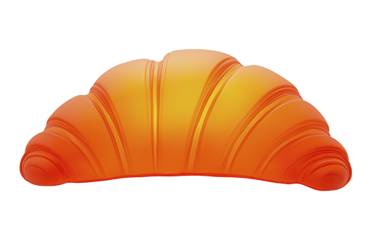 A realistic illustration of golden croissant showcases its flaky layers and crescent shape, evoking sense of warmth and deliciousness. Perfect for bakery themed designs png