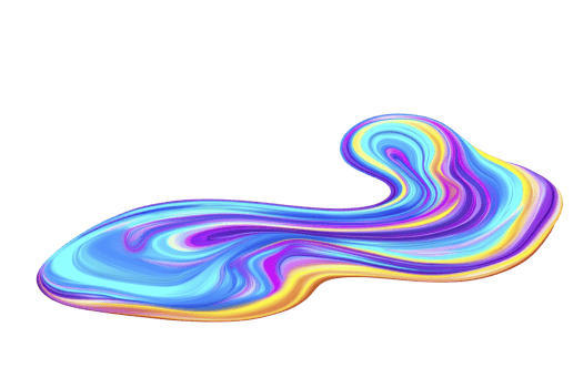 A vibrant, abstract swirl of colors creates dynamic and fluid shape, blending shades of blue, purple, pink, and yellow. design evokes sense of movement and creativity png