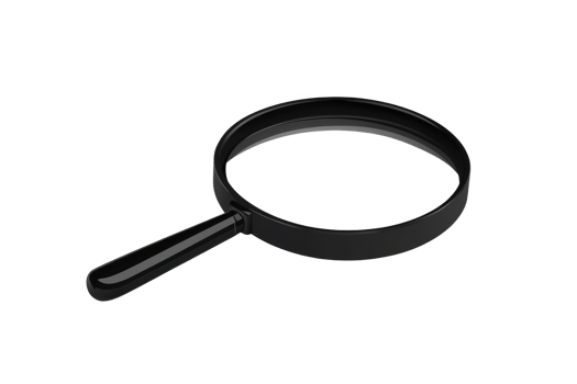 A black magnifying glass with simple design is depicted, showcasing its circular lens and handle, often used for close examination or investigation png