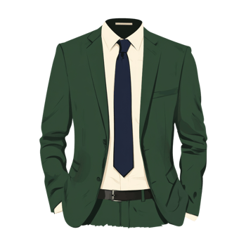 Stylized green suit illustration for fashion design and wardrobe presentation png
