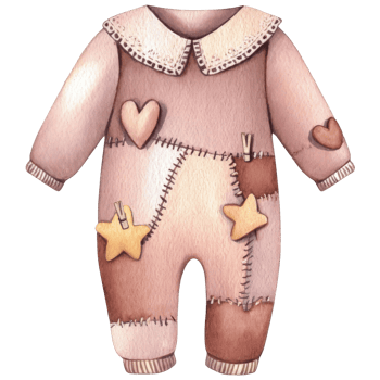 a charming illustration of a baby onesie, featuring soft colors and adorable decorative elements png