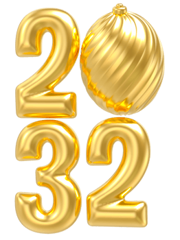 happy new year 2032 number 3d render png