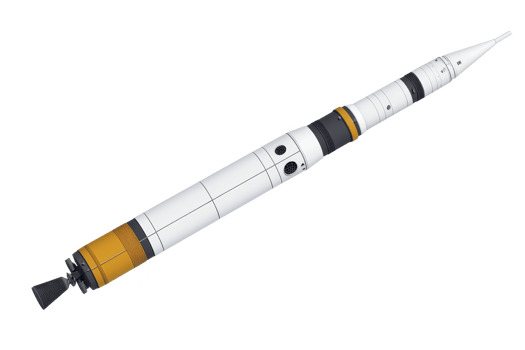 A detailed illustration of space rocket with multiple stages, showcasing its sleek design and engineering. rocket features distinct sections with varying colors, including white, black png
