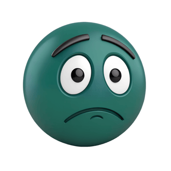3d icon, A dark green emoticon with its eyes rolled upward in frustration, accompanied by a slight frown png