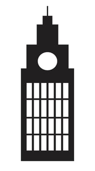 A black and white illustration of a building vector