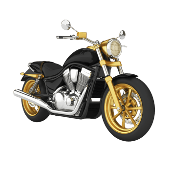 sleek black and gold motorcycle with chrome accents, featuring powerful engine and classic design. bike shiny finish and modern style evoke sense of adventure and freedom png