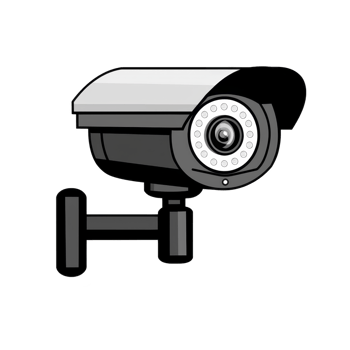 security camera with sleek design is mounted on wall, featuring protective cover and infrared LEDs for night vision. It symbolizes surveillance and safety in various environments png