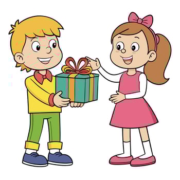 Brother giving a gift to his sister isolated on white background vector
