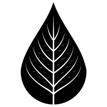 Black Leaf Silhouette With Detailed White Veins vector