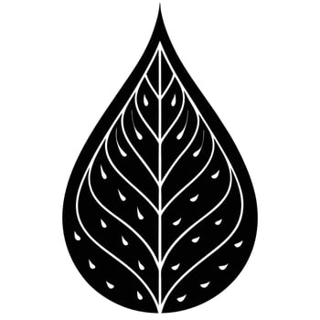 Stylized Leaf Icon Black And White Graphic vector