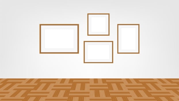 collage picture frames on a wall, collection of portrait frame set, mock up template picture frame vector