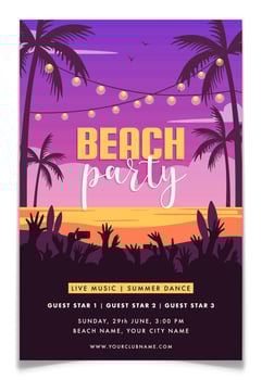 Summer Beach Party Invitation Postcard. vector