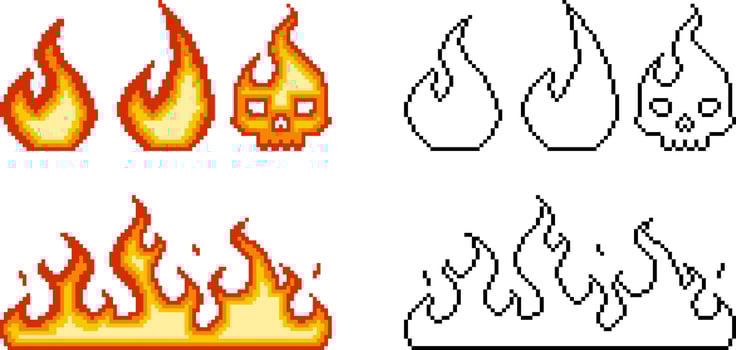 Fire icon. red fire flames design set illustration vector