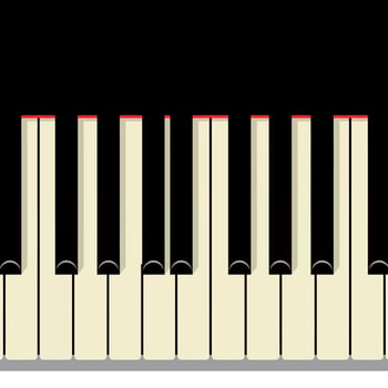 Piano keyboard close-up with black and white keys flat minimal design illustration vector