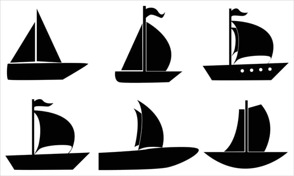 set of sailing boat over white background vector