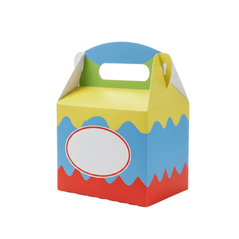Colorful Cardboard Party Favor Box with Handle png