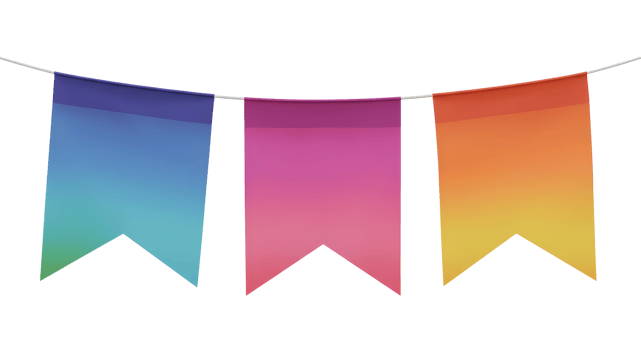 Colorful Gradient Bunting Flags Hanging Decoration png