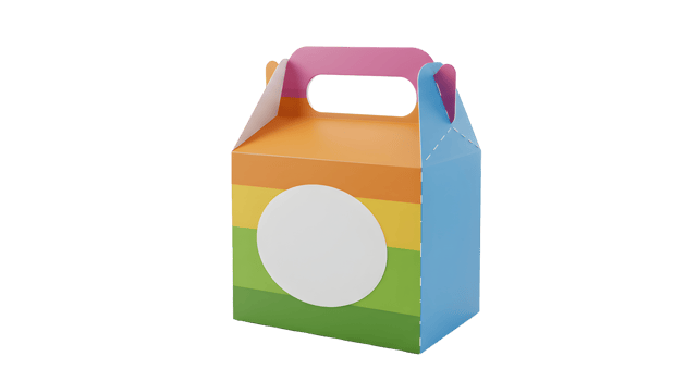 Colorful Rainbow Striped Gift Box with Handle png