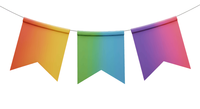 Colorful Rainbow Bunting Flags Hanging Decoration png