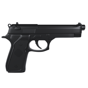 Black handgun isolated on transparent png