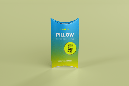 A pillow with a yellow and blue background psd