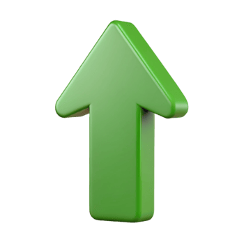 majestic reflective modern Minimalist upward arrow, clean lines, flat green with Scalable Design. crisp png