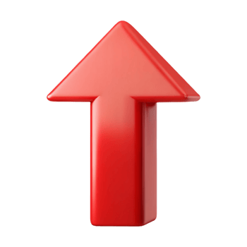 striking whimsical artistic Abstract arrow pointing upwards. Clean lines, flat red color, and with Scalable Design. original png