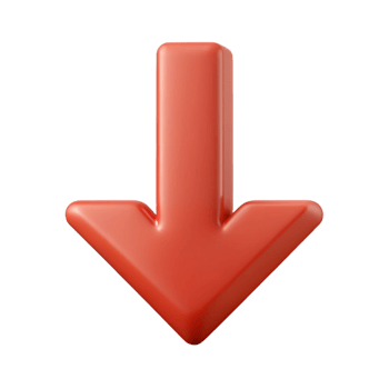 rare art deco Scalable, geometric DOWN arrow. Single-weight stroke, flat color with Scalable Design. sharp png