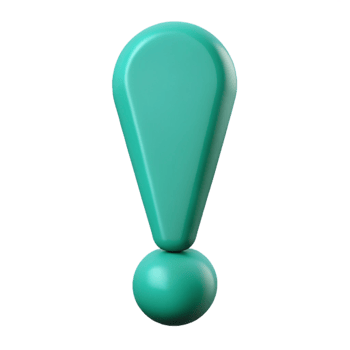 whimsical dazzling Exclamation mark pictogram. Geometric shape, clean lines, flat color with Scalable Design. studio quality png