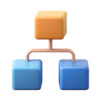 signature mid-century Flowchart with three connected boxes. Crisp edges, solid colors, with Scalable Design. fine detail png