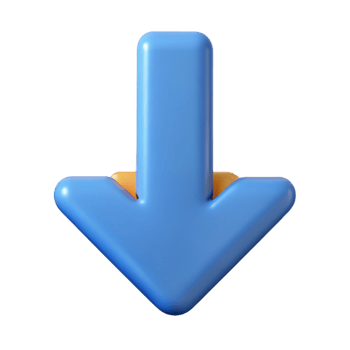 spectacular modern Arrow pointing downwards. Crisp edges, minimal design with Scalable Design. crisp png
