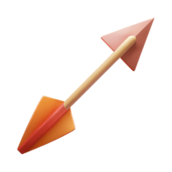 intense alluring Geometric, flat color illustration of an arrow. Crisp edges, minimal with Scalable Design. artisan png