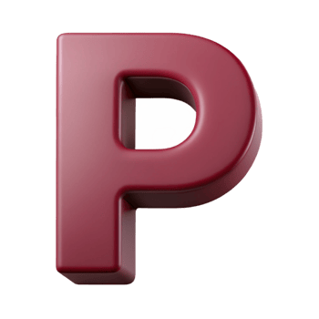 timeless contemporary Minimal P in flat burgundy. Clean lines with Scalable Design. expertly shot png