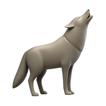 stunning acclaimed Silhouette of a howling wolf. Clean lines, minimal design, flat color with Scalable Design. png