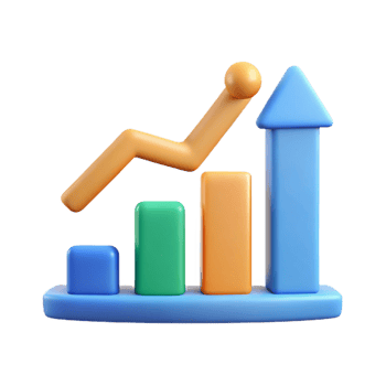 splendid iconic Upward trending arrow chart with three data points. Clean lines, flat color, minimal design with Scalable Design. png