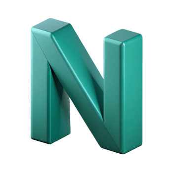 notable vintage Geometric N with a single-weight stroke. Flat teal color with Scalable Design. authentic png