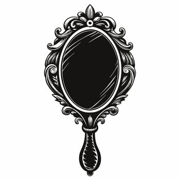 Elegant Ornate Vintage Oval Mirror Illustration with Baroque Style Design vector