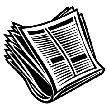 Vintage Black and White Newspaper Illustration Classic Print Media Icon vector