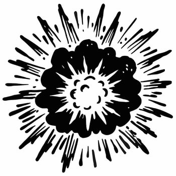 Dynamic Black and White Explosion Illustration with Impactful Burst vector