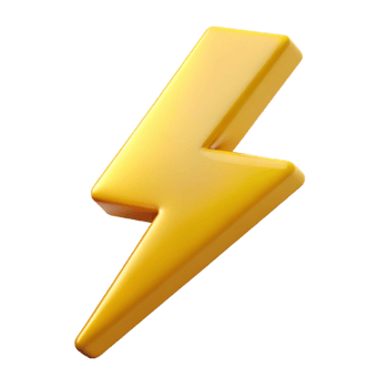 reflective sumptuous Abstract, scalable lightning bolt. Clean lines, flat color with Scalable Design. expertly shot png