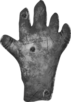A black and white photo of a hand with a hole in it png