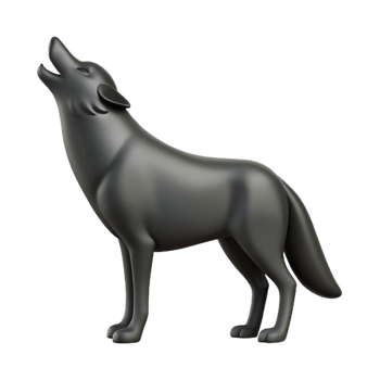 distinctive industrial Silhouette of a howling wolf. Clean lines, minimal design, flat black color with Scalable Design. high quality png