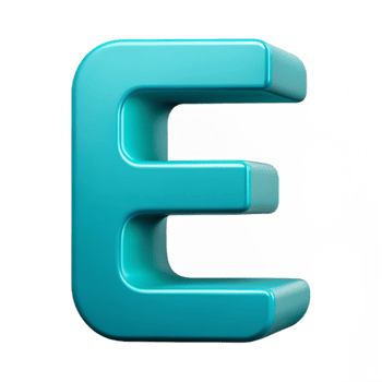 beautiful coastal Crisp edges, flat cyan letter E . Clean lines, minimal design with Scalable Design. sharp png