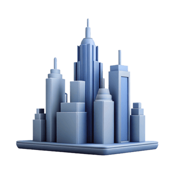 radiant remarkable Silhouette of a skyscraper city skyline. Clean lines, flat color, with Scalable Design. png