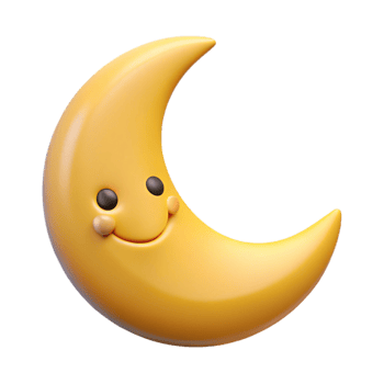 whimsical mesmerizing Smiling crescent moon character with pointed tips. Clean lines, flat color, minimal design with Scalable Design. luxury png