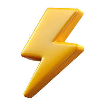 vibrant bold elegant Stylized lightning bolt character. Clean lines, flat color, with Scalable Design. high quality png