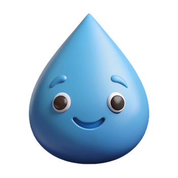 peaceful fascinating Raindrop character with a smiling face. Crisp edges, flat color, symmetrical with Scalable Design. handcrafted png